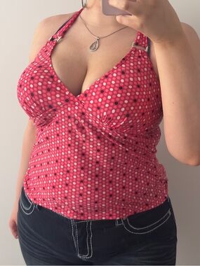 y2k polka dot tankini top